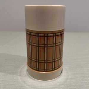 Vintage Aladdin Plaid Wide Mouth Thermos Bottle H 7.5 In Diameter 4 In